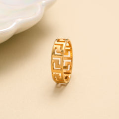 Designer Greek Pattern Gold Ring