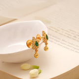 Elegant Emerald Tear Drop Golden Drop Earring