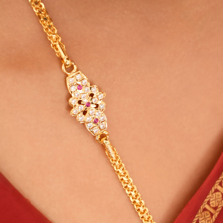 Royal White Stone Design Mugappu Chain