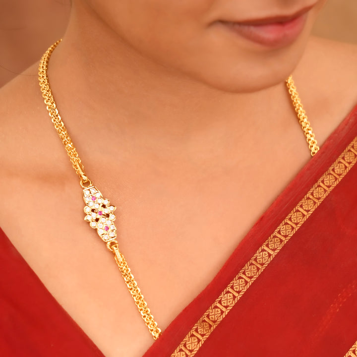 Royal White Stone Design Mugappu Chain