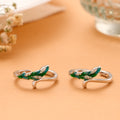 Green Feather Silver Toe Ring