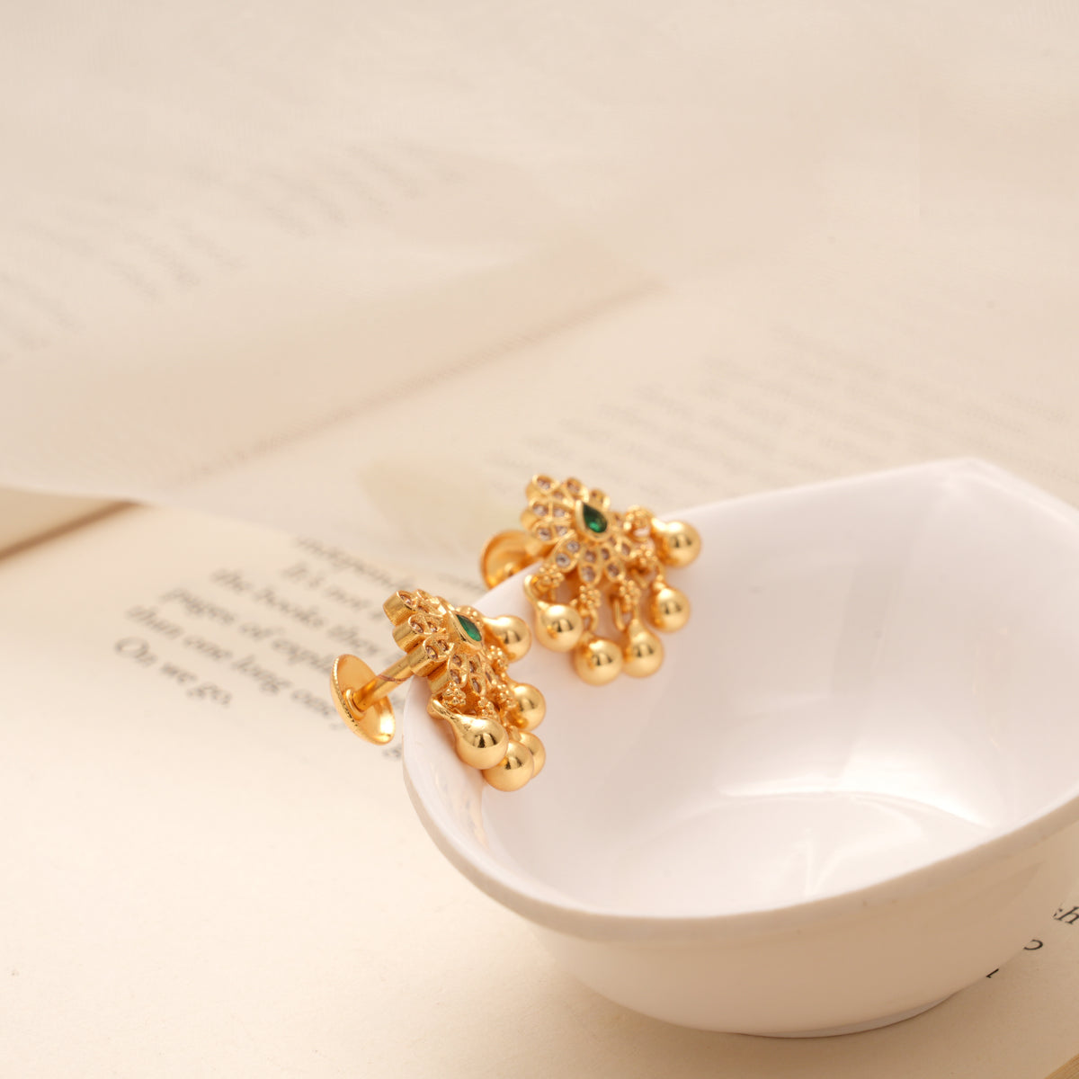 Blossom Floral Golden Drops Earring