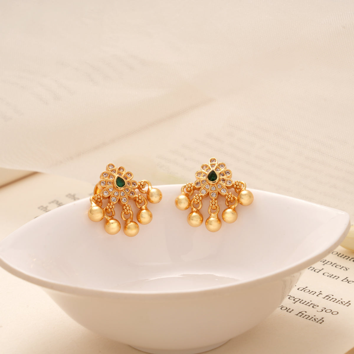 Blossom Floral Golden Drops Earring