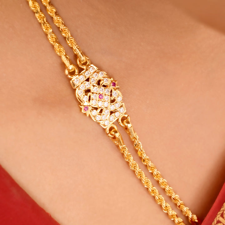 Traditional Rettai Vadam Silver Mugappu Chain