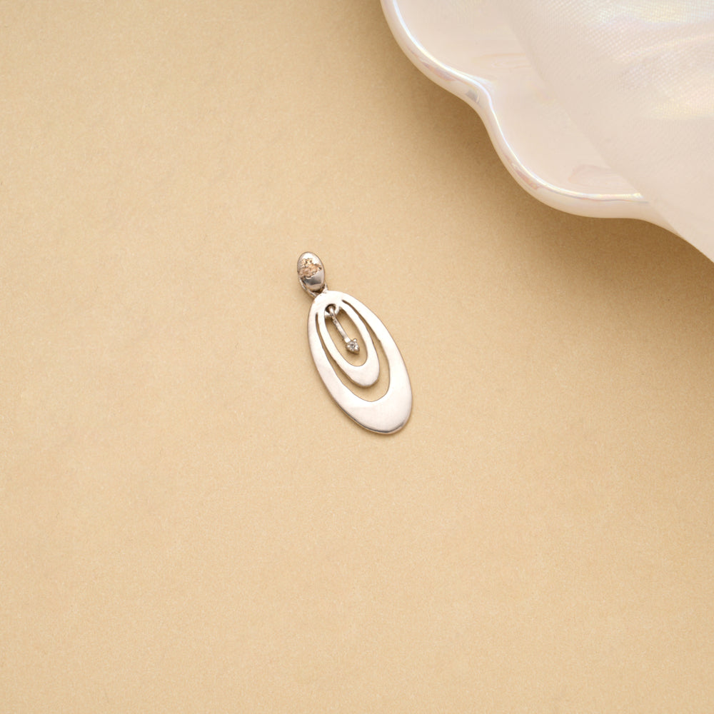 Cute Oval Layered Silver Pendant