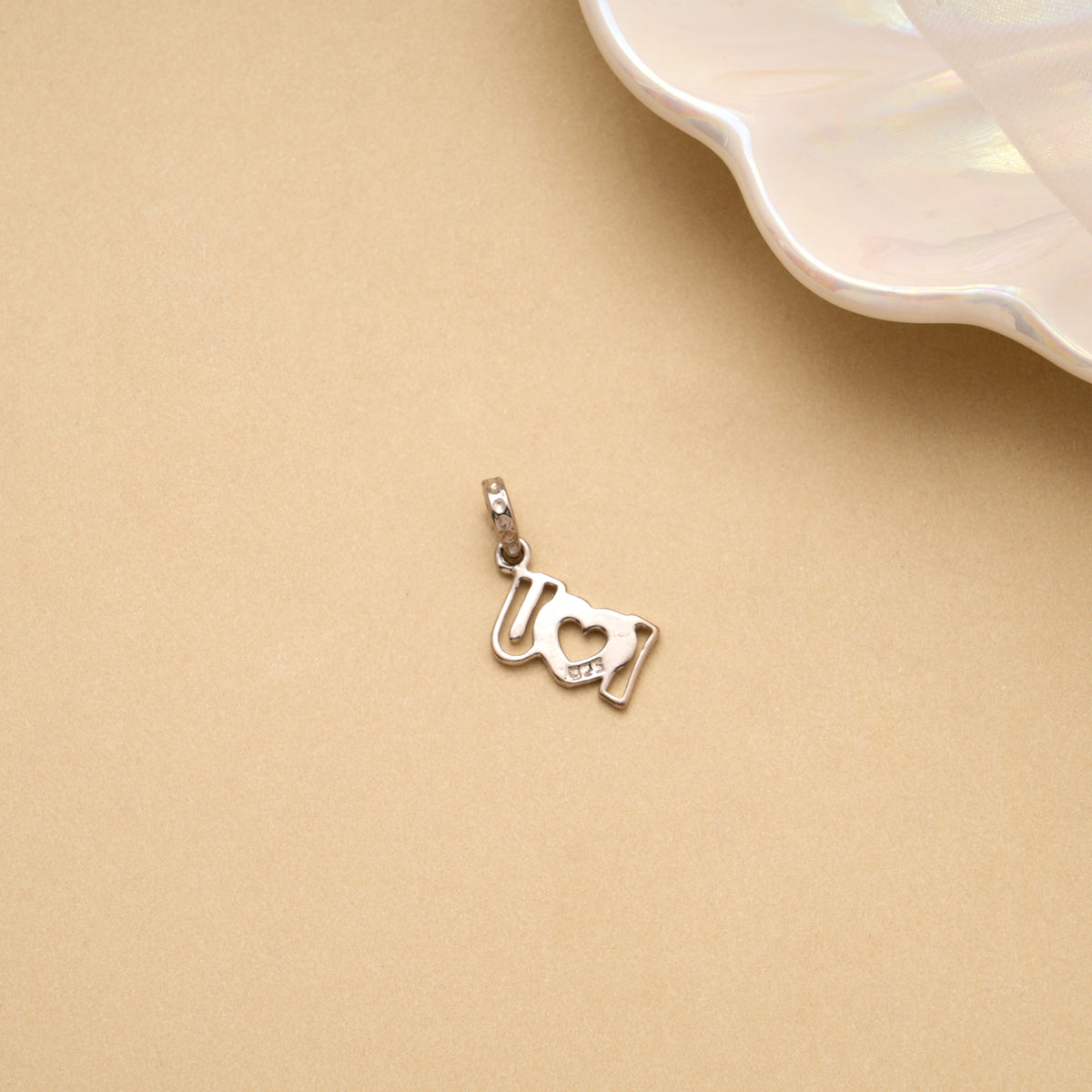 Beautiful Heart Design I Love You Silver Pendant