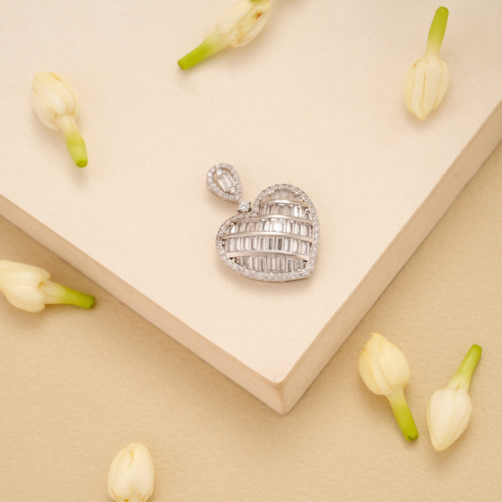 Heart Shaped Stone Silver Pendant