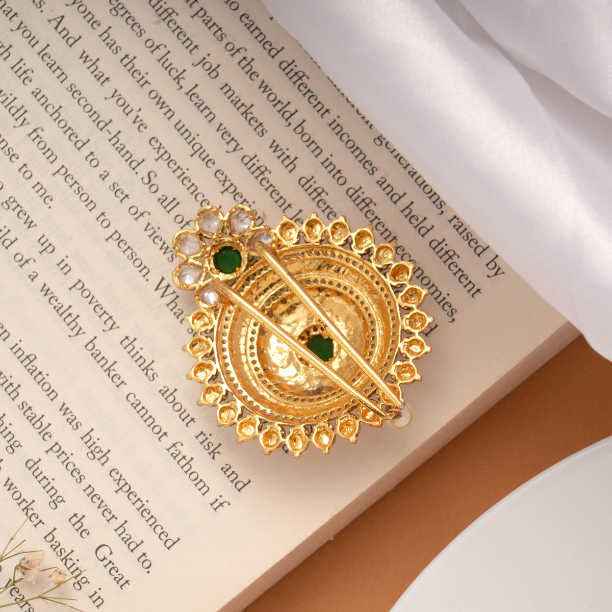 Traditional Round Kundan Golden Jada Billa