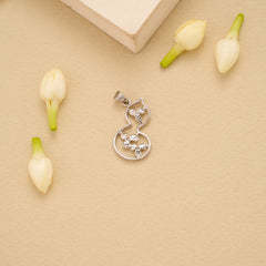 Pear Shaped Flower with Silver Stones Pendant