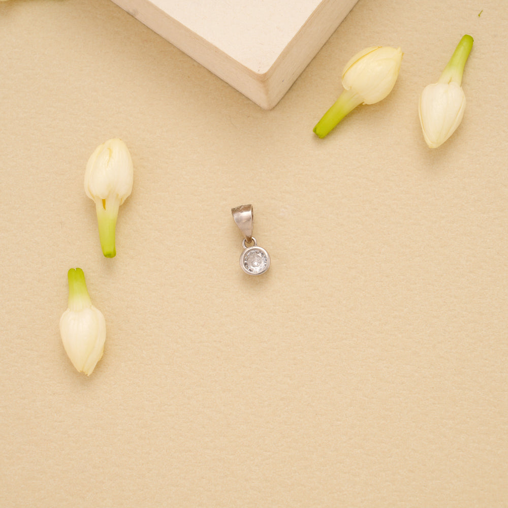 Pretty Single Stone Silver Pendant
