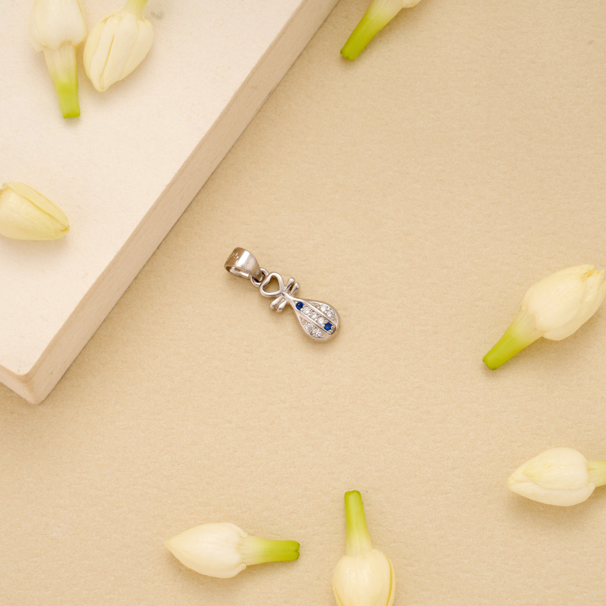 Charm White Stone Silver Pendant