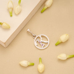 Circular K Alphabet with Stone Silver Pendant