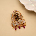 Beautiful Radha Krishna Red Beads Golden Pendant