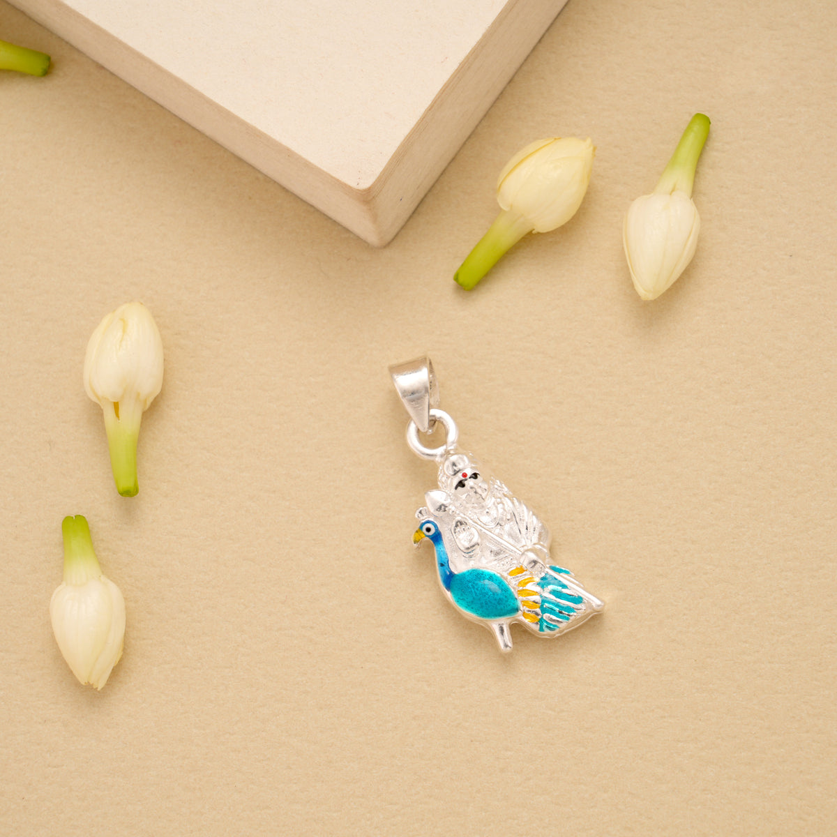 Lord Peacock Murugan Silver Pendant