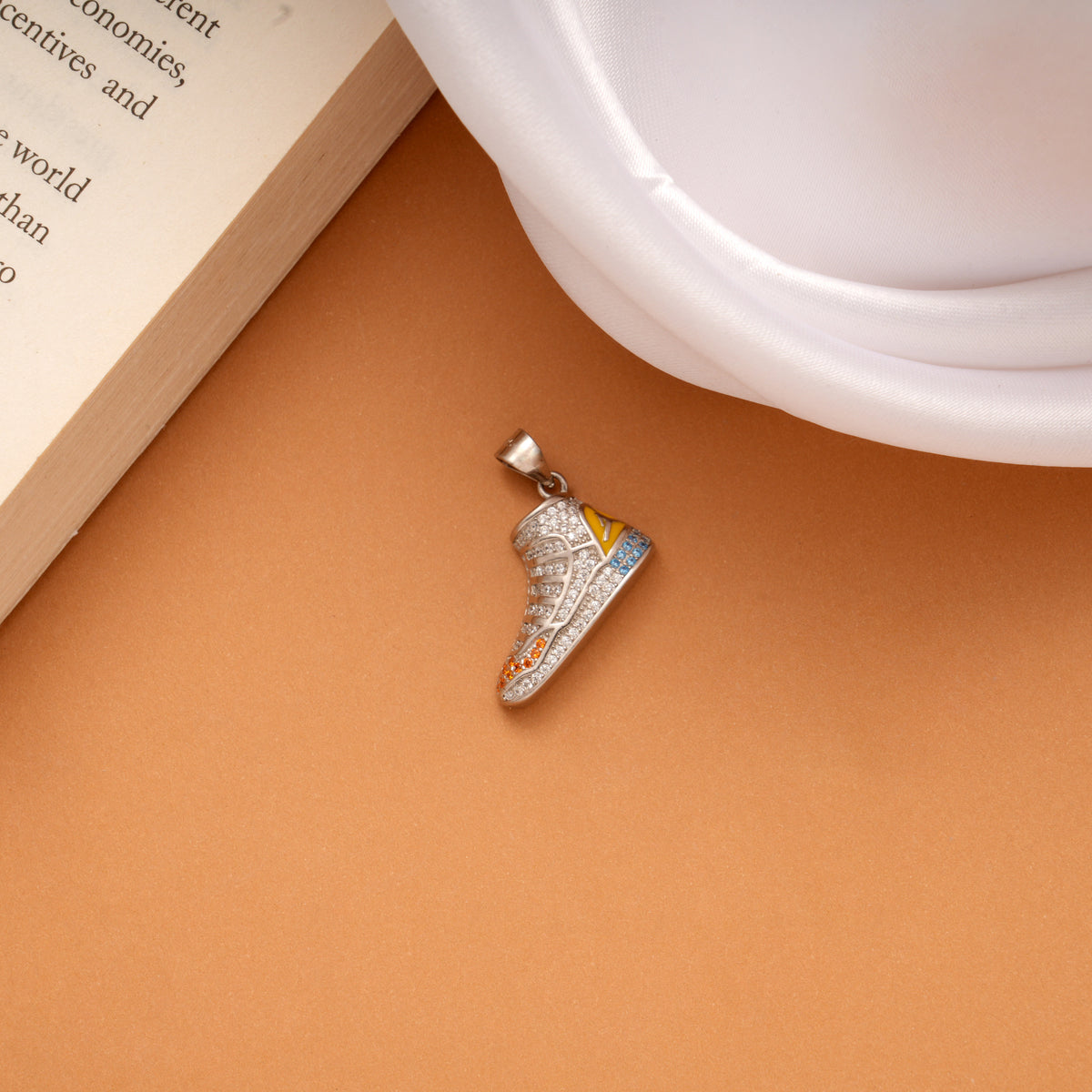 Stylish Stone Shoe Silver Pendant