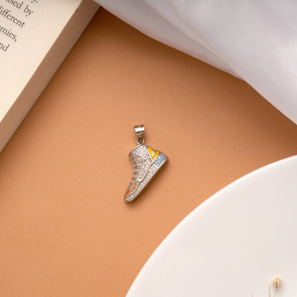 Stylish Stone Silver Charm Shoe Pendant