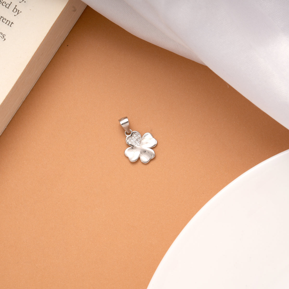 Fancy Four Leaf Design Silver Pendant