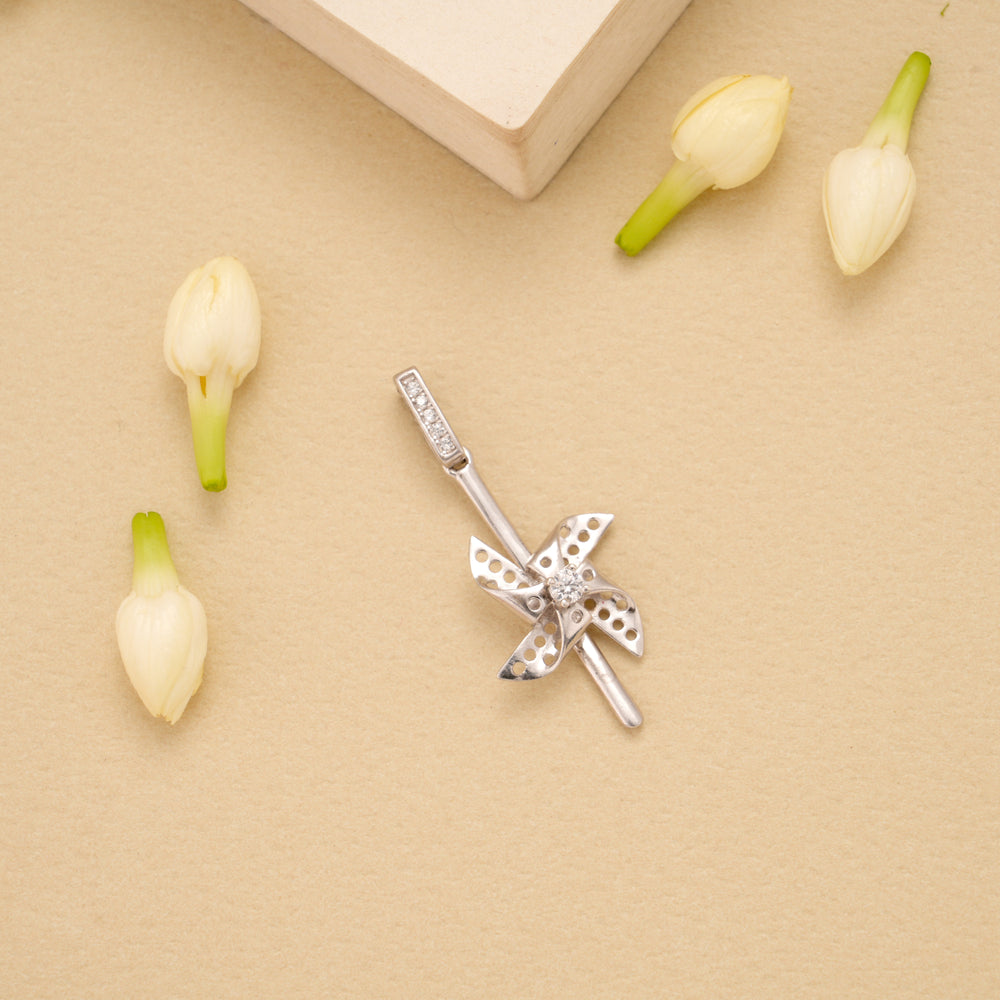 Pinwheel with Stones Silver Pendant