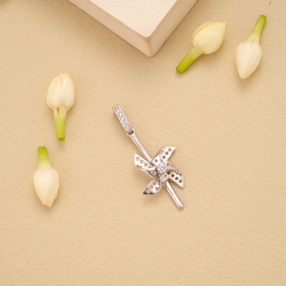 Pinwheel with Stones Silver Pendant