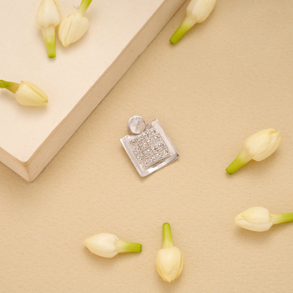 Square Shaped with Stones Silver Pendant