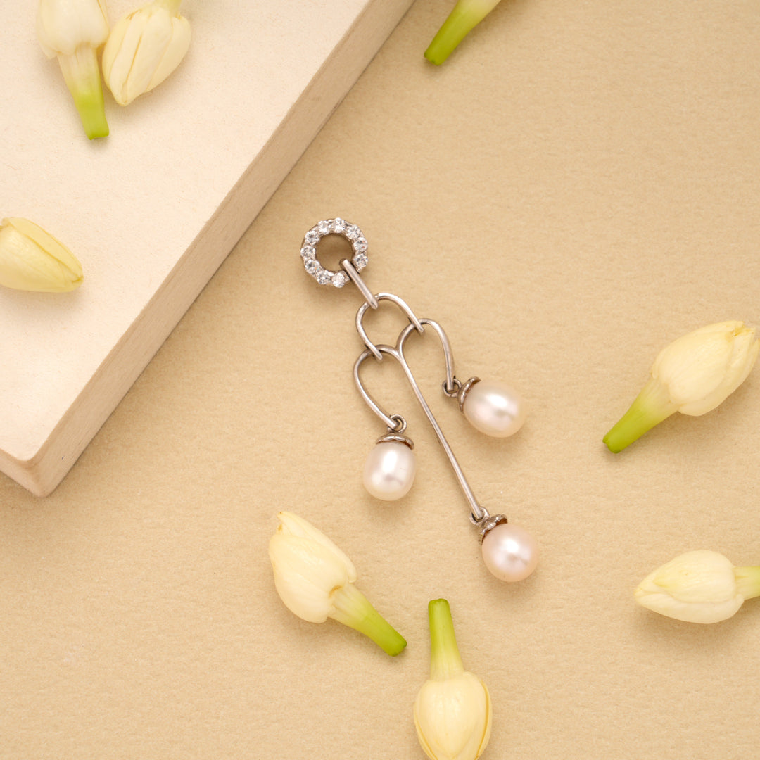 Elite Three Pearl Hanging Silver Pendant