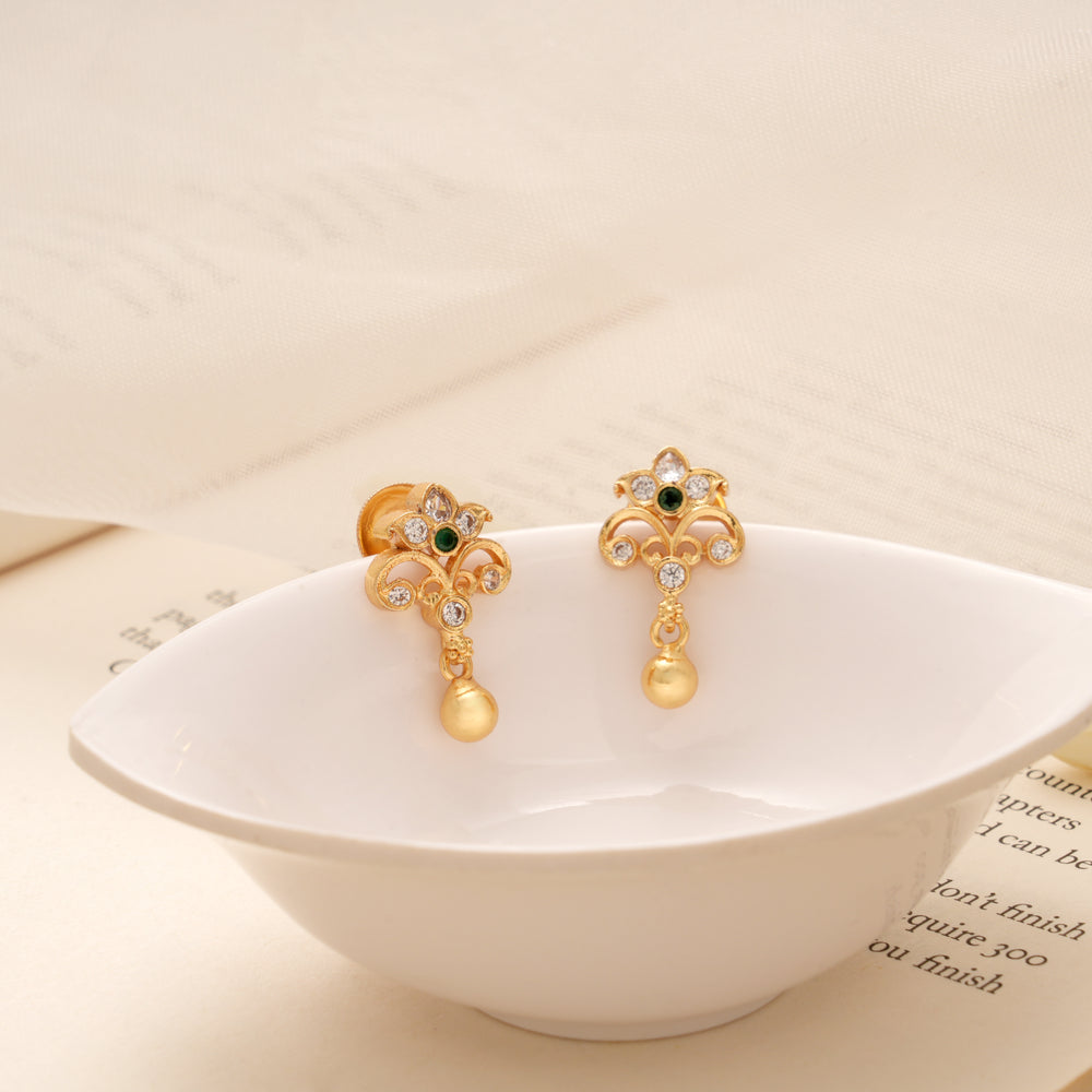 Minimal Floral Design Golden Drop Earring