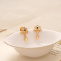 Minimal Floral Design Golden Drop Earring