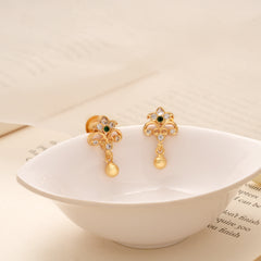 Minimal Floral Design Golden Drop Earring