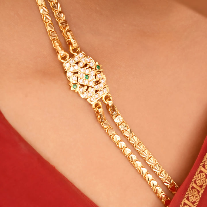 Classic Rettai Vadam Style Silver Mugappu Chain