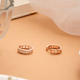 Brilliant Cubic Stone Rose Gold Hoop Earrings