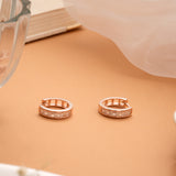 Brilliant Cubic Stone Rose Gold Hoop Earrings