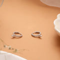 Dainty Stone Drop Silver Hoop Earrings