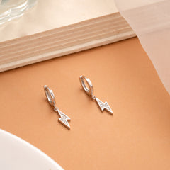Majestic Thunder Charm Silver Hoop Earrings