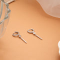 Elegant Long Drop Silver Hoop Earrings