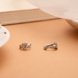 Charming Four Leaf Floral Stone Silver Hoop Earrings