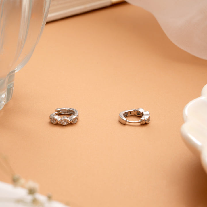 Classic Huggie Silver Hoop Earrings