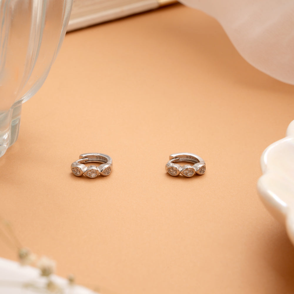Classic Huggie Silver Hoop Earrings
