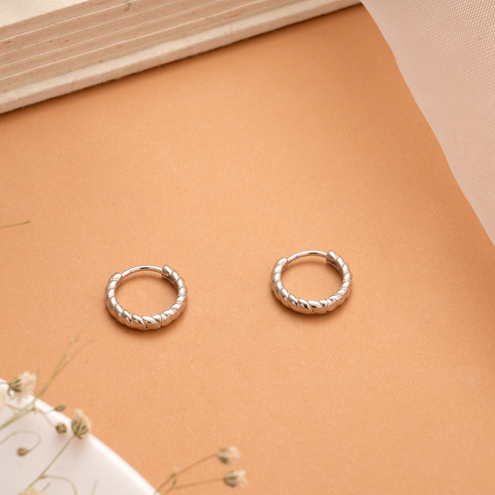 Luxury Twisted Silver Hoop Earrings