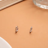 Graceful Pink Stone Silver Hoop Earrings