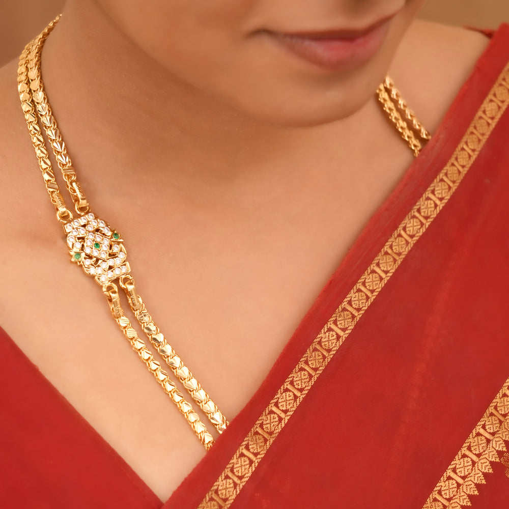 Classic Rettai Vadam Style Silver Mugappu Chain