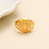 Floral Line Frame Gold Men Ring