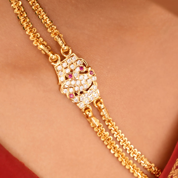 Premium Silver Rettai Vadam Mugappu Chain