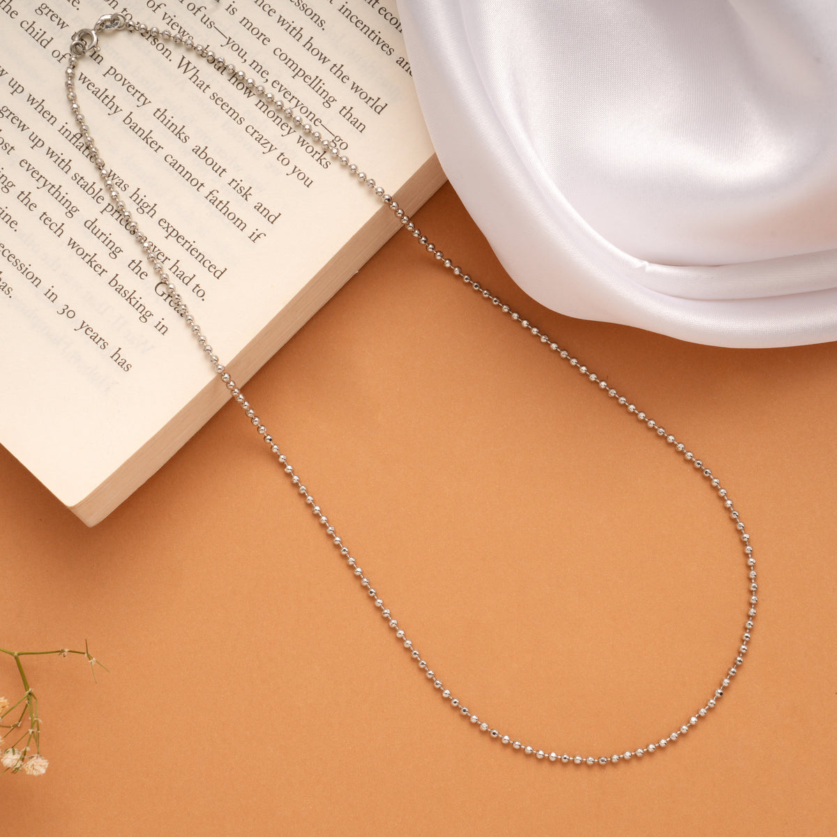 Elegant Beads Silver Men’s Chain