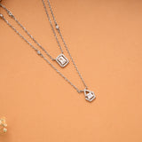 Dangling Double Layer Square Silver Chain