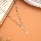 Dangling Double Layer Square Silver Chain