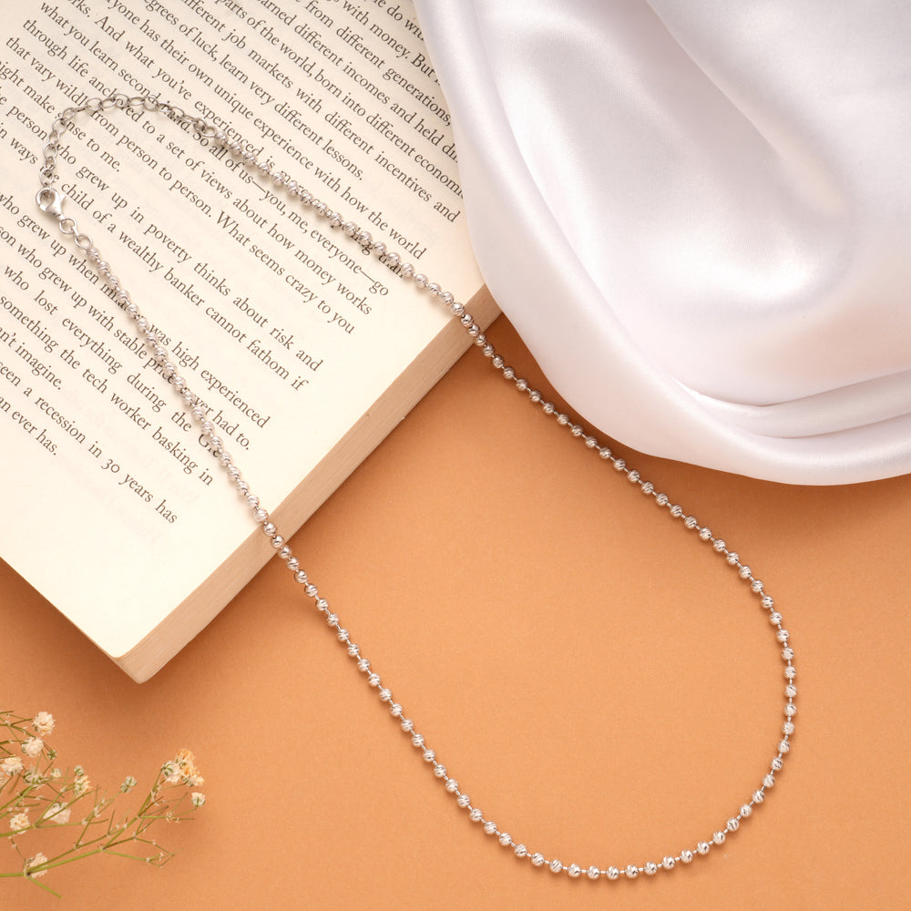 Tiny Ball Design Silver Men’s Chain