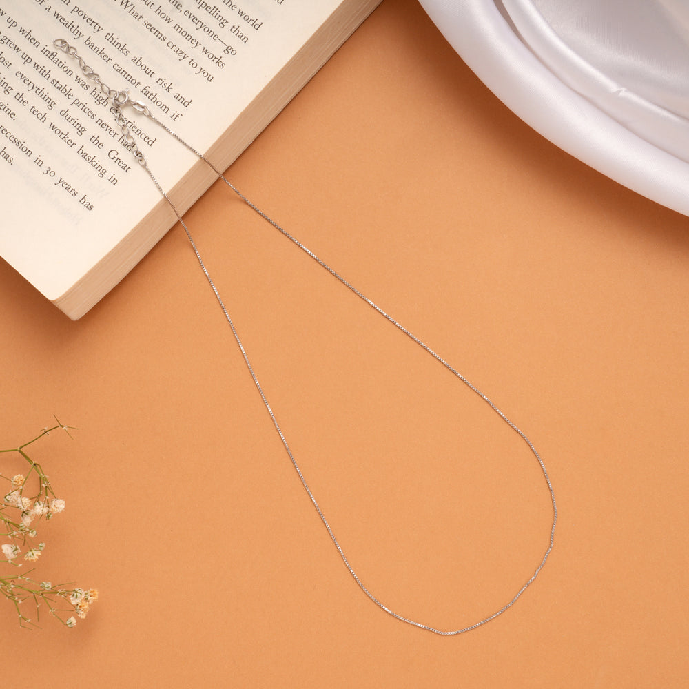 Tiny Charm Box Design Silver Chain