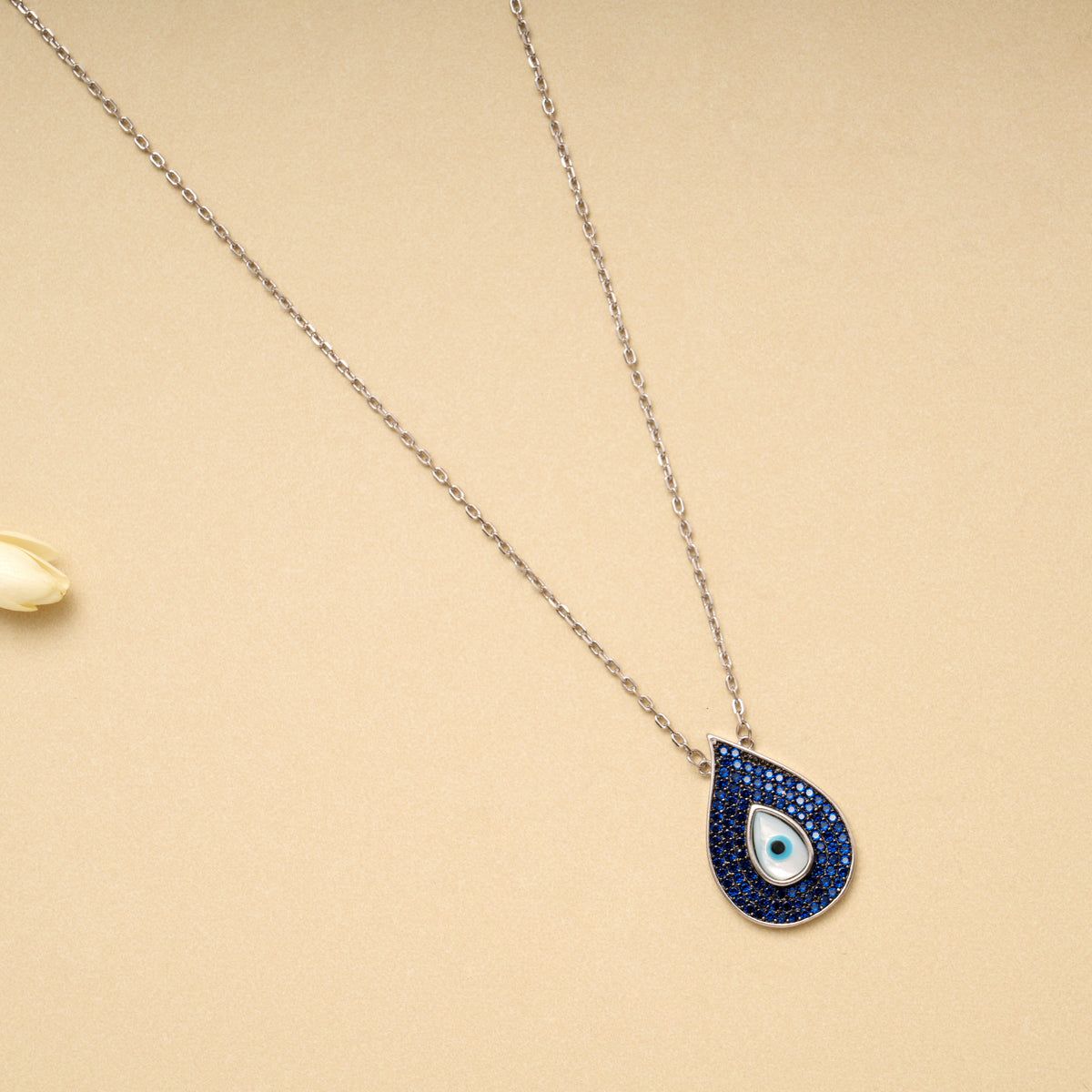 Elegant Evil Eye Blue Stone Silver Chain