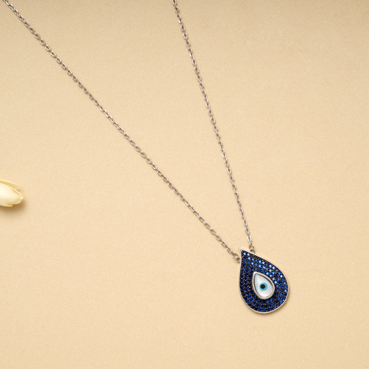 Elegant Evil Eye Blue Stone Silver Chain