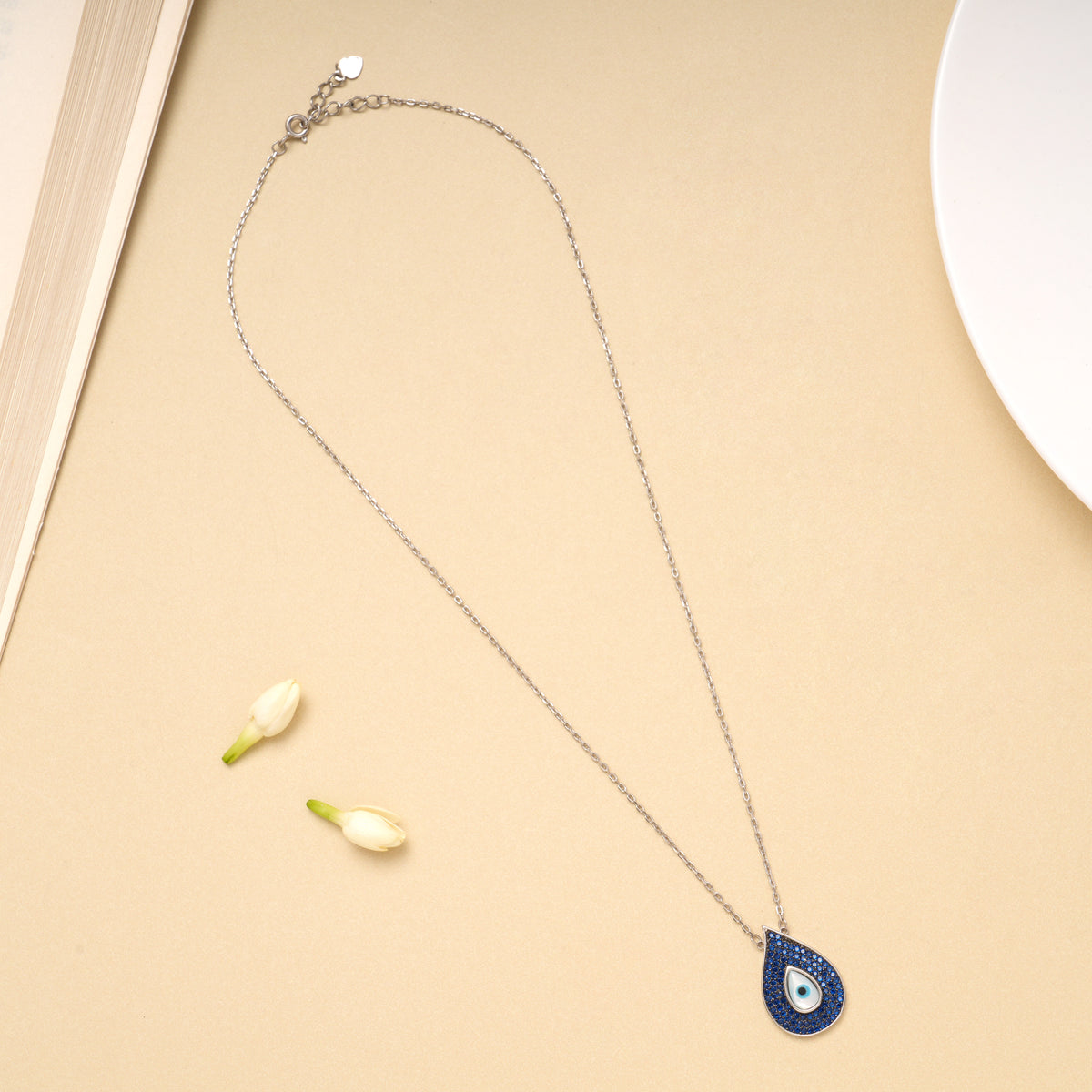 Elegant Evil Eye Blue Stone Silver Chain